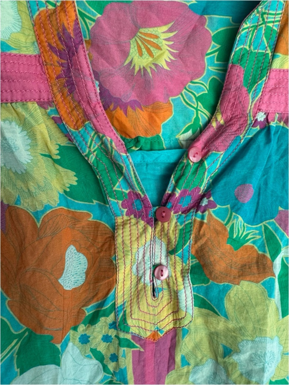Love the Label Floral Blouse XL Boho Ruffle Sleeve Bright Print Top - Picture 5 of 11